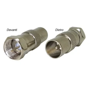 ADATTATORE DA SPINA TV 9.5MM A SPINA SAT TIPO "F" IN METALLO