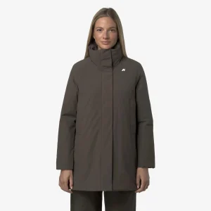 K-WAY Marla Capospalla donna calda di media lunghezza con cappuccio da donna, colore oliva nero. K7125LW XRG